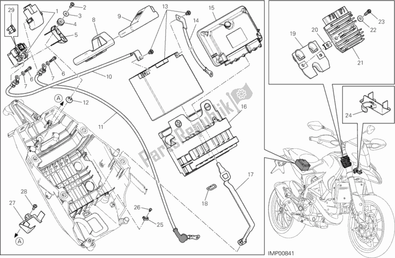 Tutte le parti per il Portabatteria del Ducati Hypermotard LS Thailand 821 2015